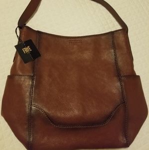 Frye Women's Leather Side Pocket Hobo Shoulder Bag - Cognac DB323